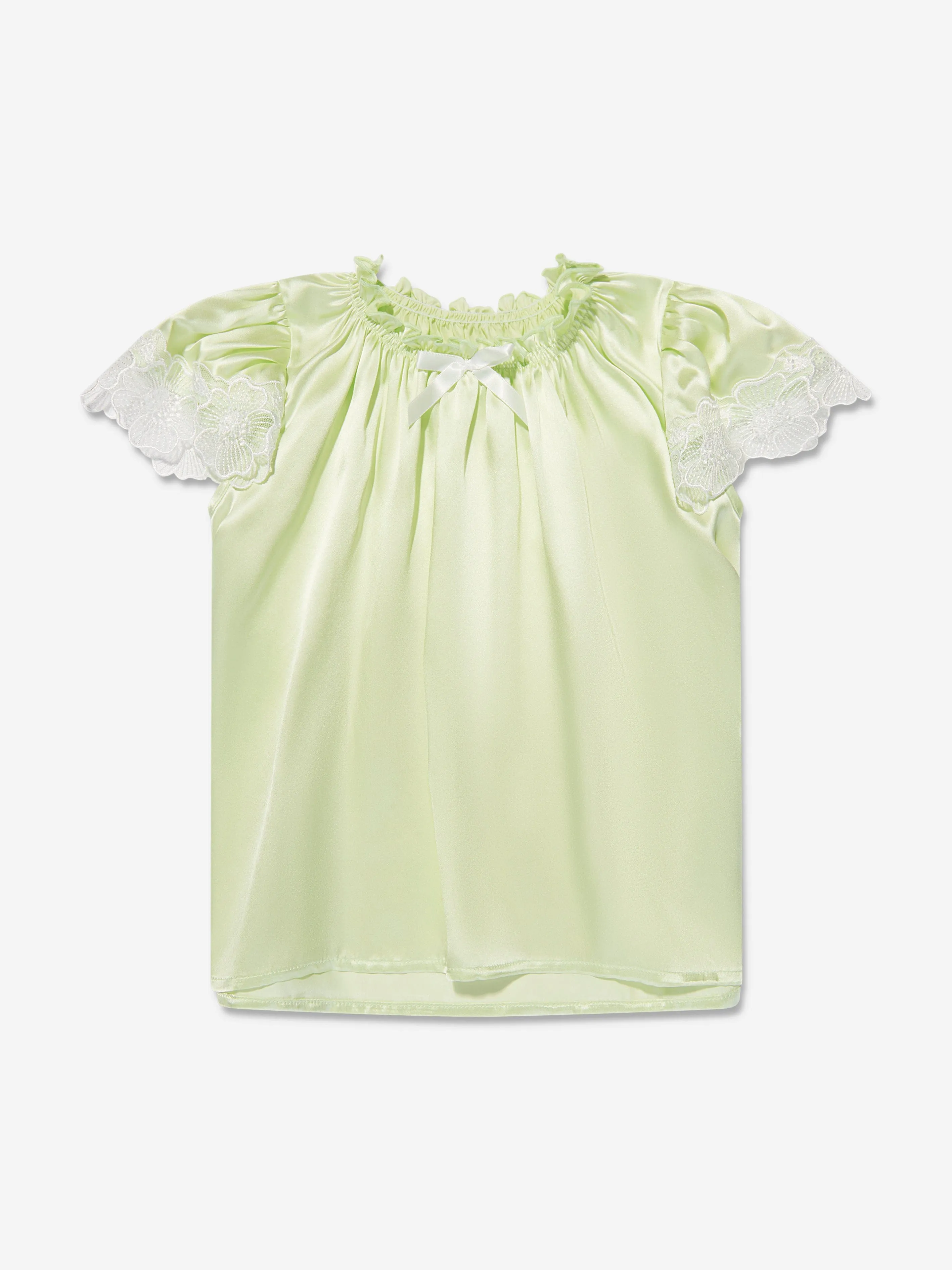 Amiki Children Girls Silk Angelina Pyjama Set in Lime