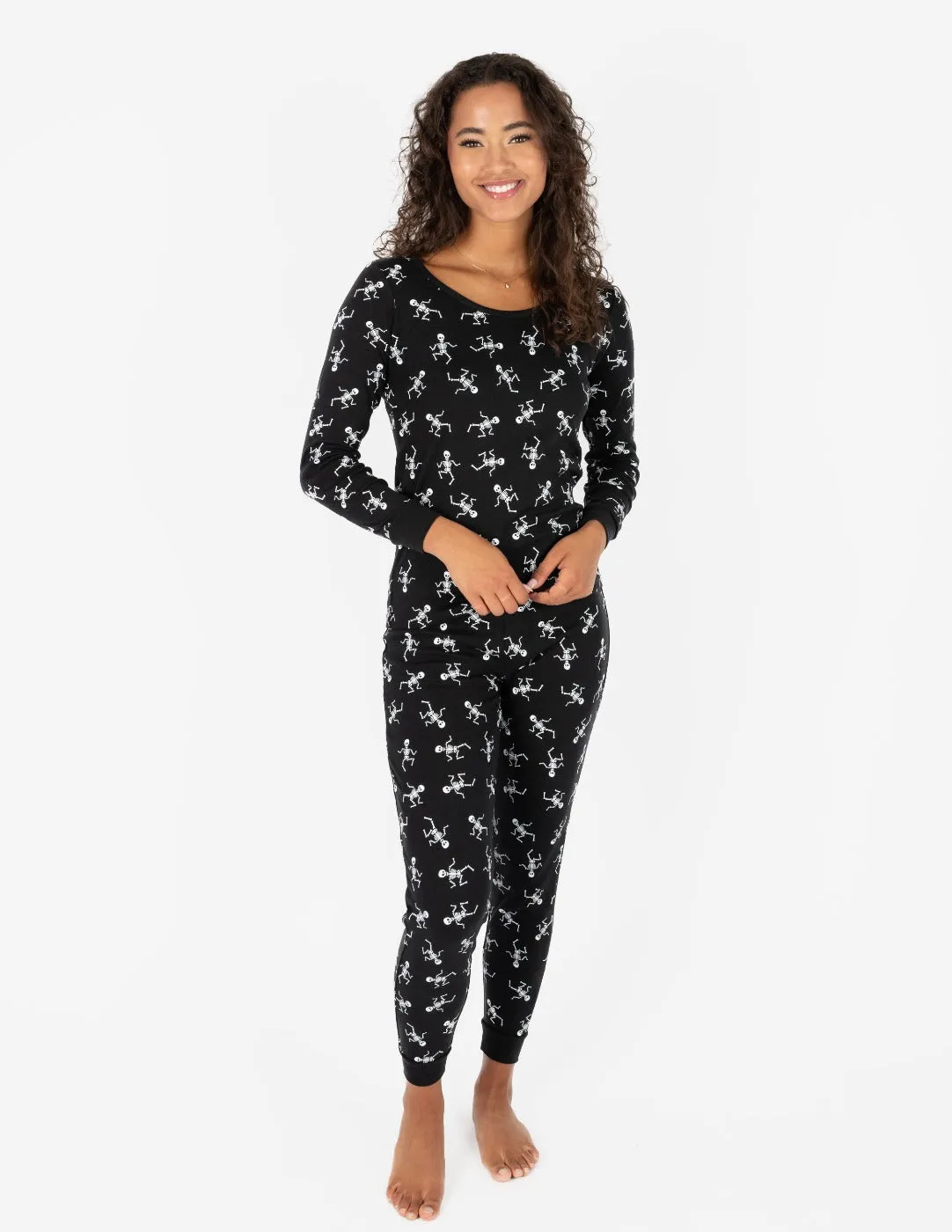 Black & White Skeleton Matching Family Pajama Set