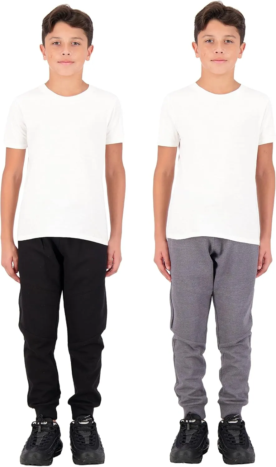 Boys 2-Pack Fleece Jogger Sweatpants with Zipper Pockets Pull on Pants for Kids