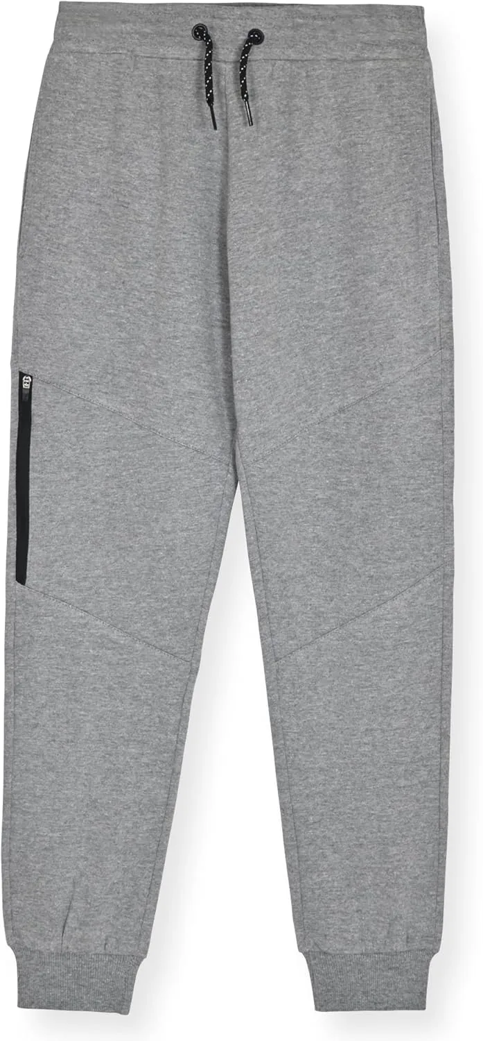 Boys 2-Pack Fleece Jogger Sweatpants with Zipper Pockets Pull on Pants for Kids