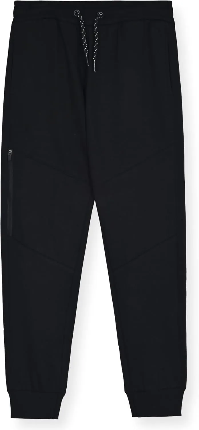 Boys 2-Pack Fleece Jogger Sweatpants with Zipper Pockets Pull on Pants for Kids