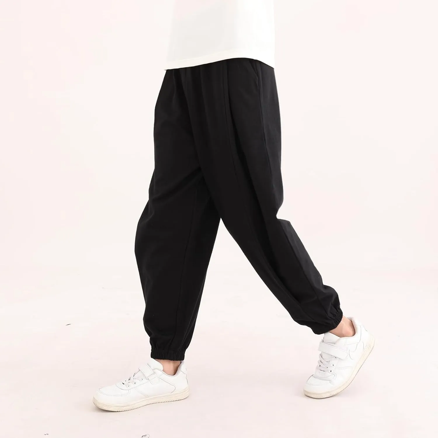 Boys Girls 100% Cotton Lightweight Pants Pull On Joggers Active Pants for Kids