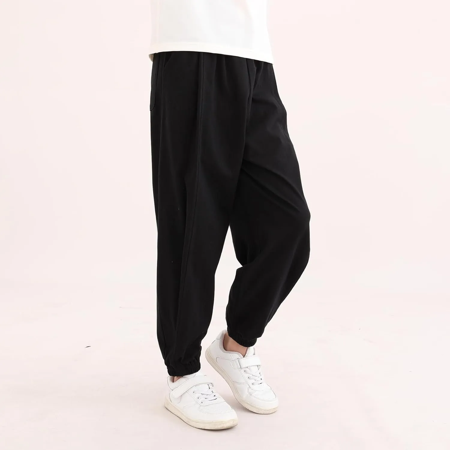 Boys Girls 100% Cotton Lightweight Pants Pull On Joggers Active Pants for Kids