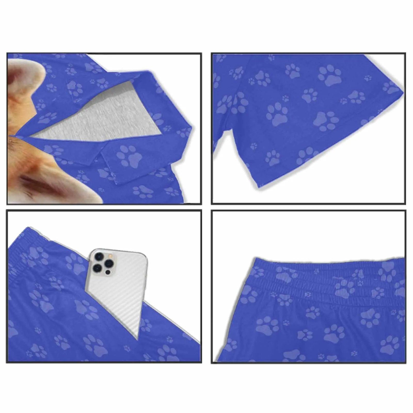 Couple Matching V-Neck Short Pajamas Custom Pet Photo Pajama Sets Sleepwear Loungewear For Pet Lovers