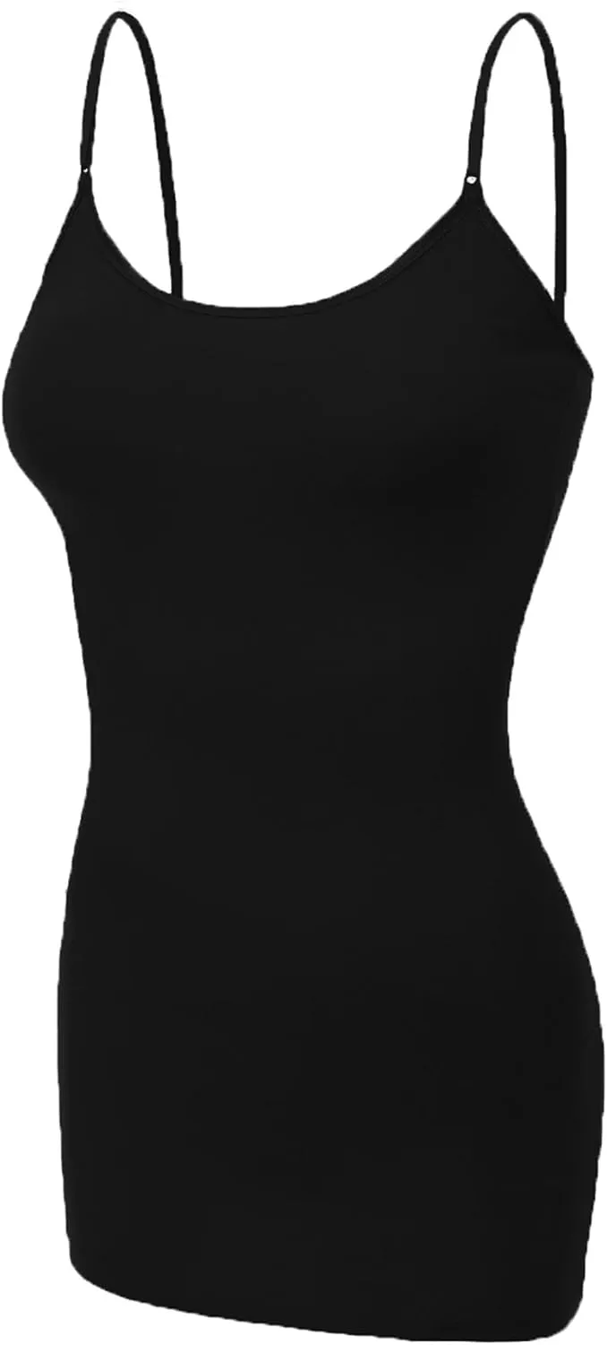 Emmalise Women's Basic Casual Long Camisole Adjustable Strap Cami Layering Top