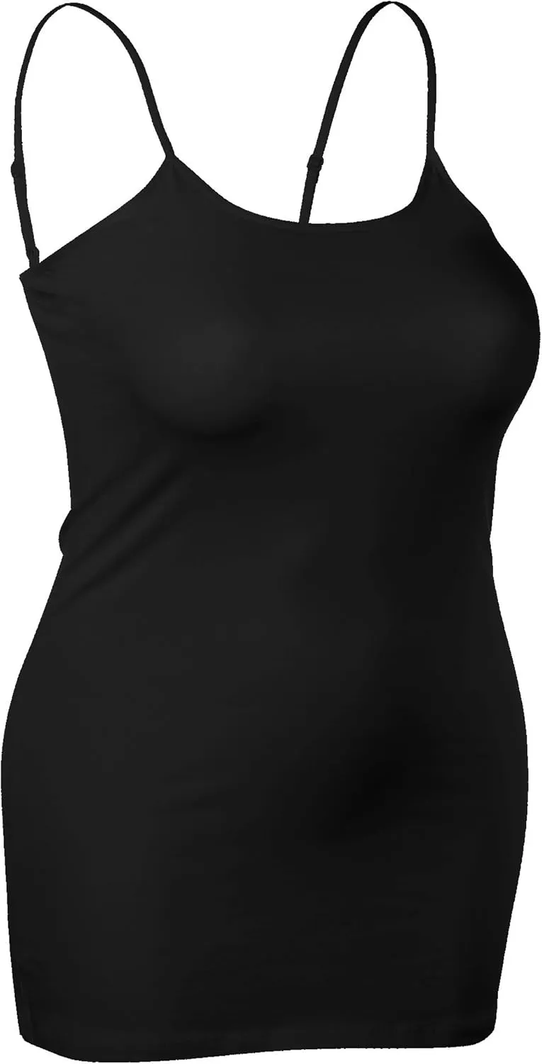 Emmalise Women's Basic Casual Long Camisole Adjustable Strap Cami Layering Top