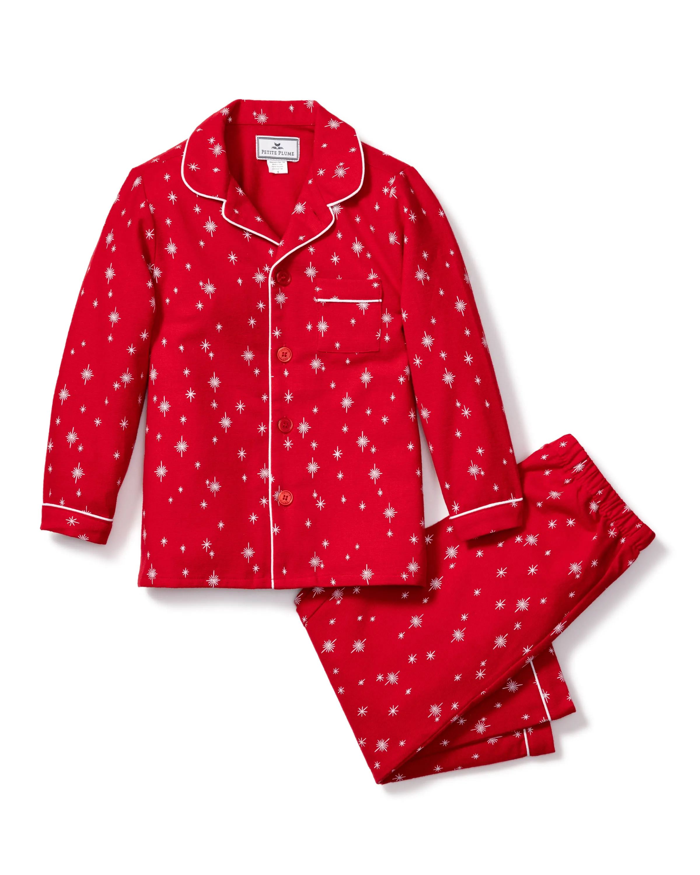 Kid's Flannel Pajama Set in Starry Night