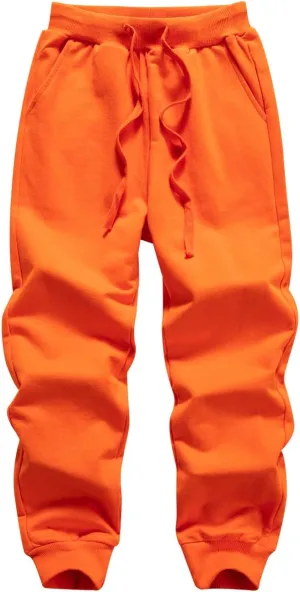 Kids' Solid Color Drawstring Cotton Sweatpants Jogger Pants for Boys & Girls 4-12Years