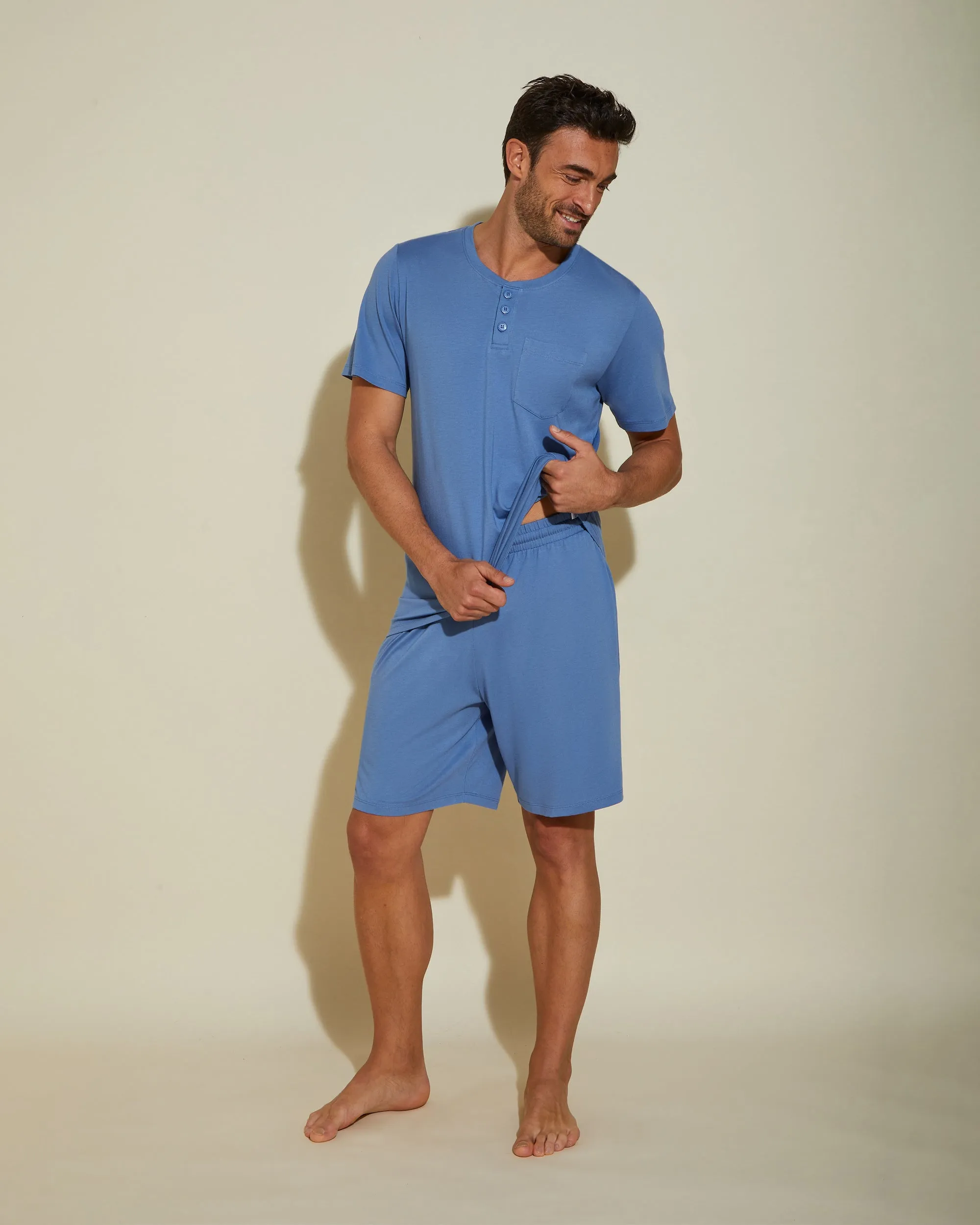 Men's Crewneck Top & Shorts PJ Set