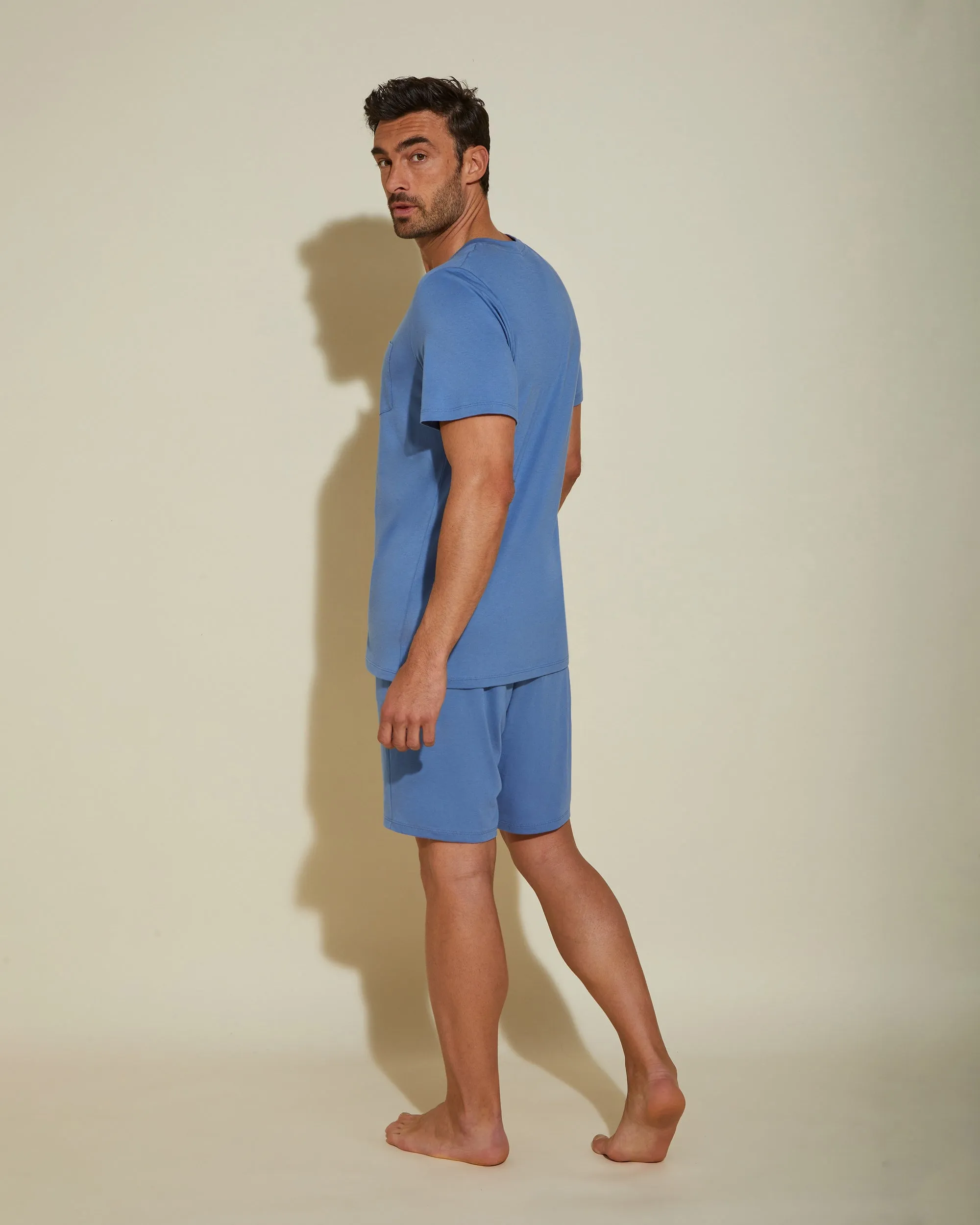 Men's Crewneck Top & Shorts PJ Set