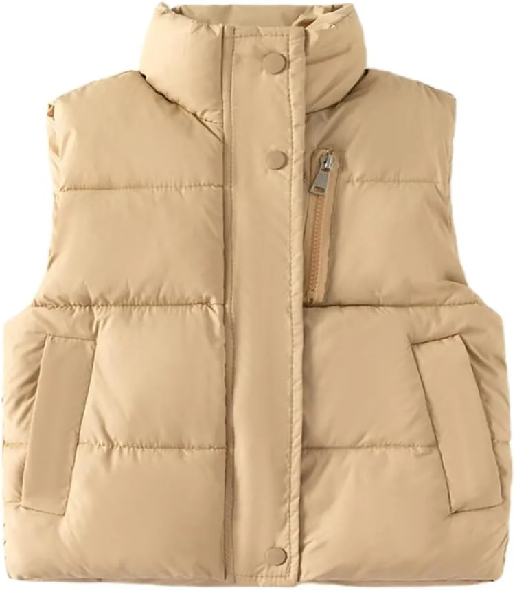 Meufam Baby Boys Girls Stand Collar Down Vest Warm Zipper Up Lightweight Sleeveless Puffer Jacket Sleeveless Coat Fall