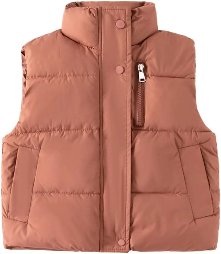 Meufam Baby Boys Girls Stand Collar Down Vest Warm Zipper Up Lightweight Sleeveless Puffer Jacket Sleeveless Coat Fall