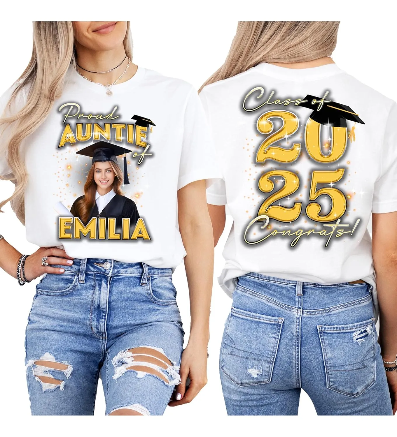Personalized Graduation Family T-Shirt  Custom Graduation Photo Shirt  Proud Mom, Dad, Grandma, Grandpa of Graduate  Class of 2025 Gift  Multiple Colors & Sizes