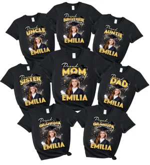 Personalized Graduation Family T-Shirt  Custom Graduation Photo Shirt  Proud Mom, Dad, Grandma, Grandpa of Graduate  Class of 2025 Gift  Multiple Colors & Sizes