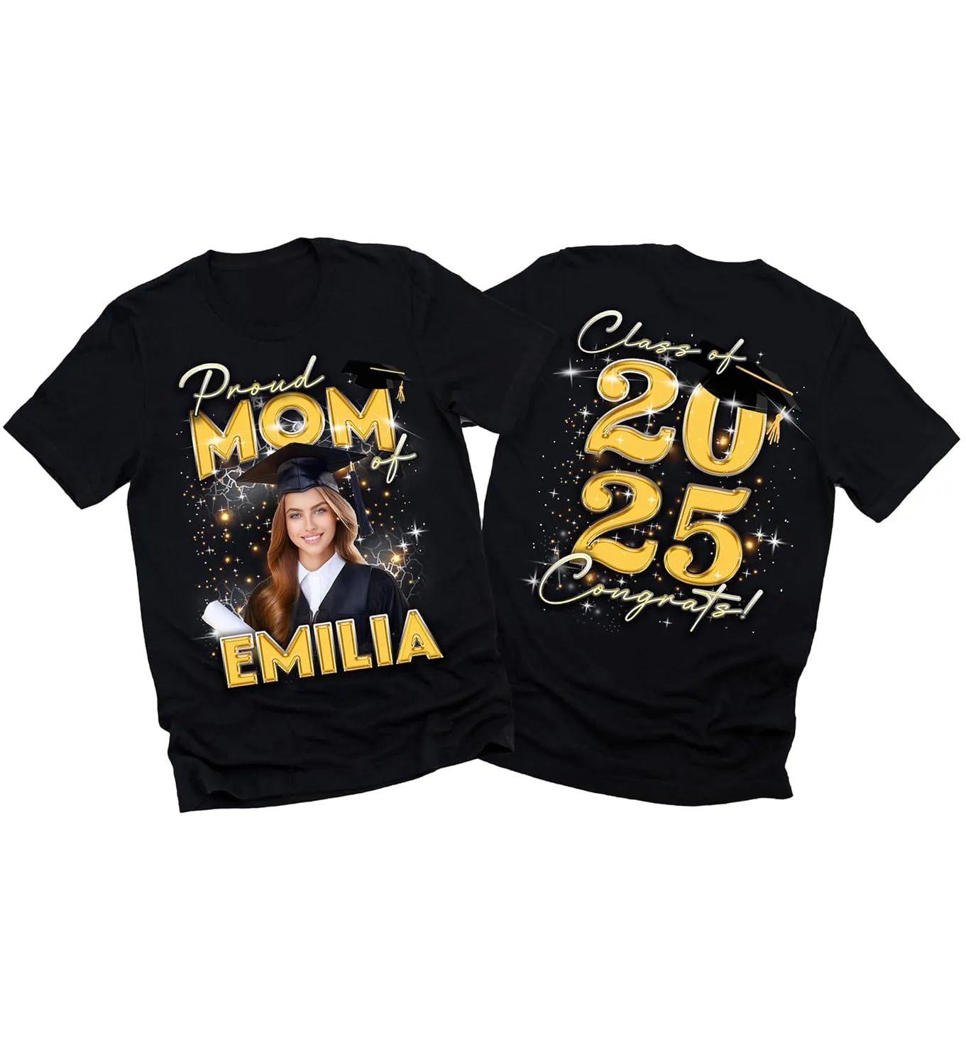 Personalized Graduation Family T-Shirt  Custom Graduation Photo Shirt  Proud Mom, Dad, Grandma, Grandpa of Graduate  Class of 2025 Gift  Multiple Colors & Sizes