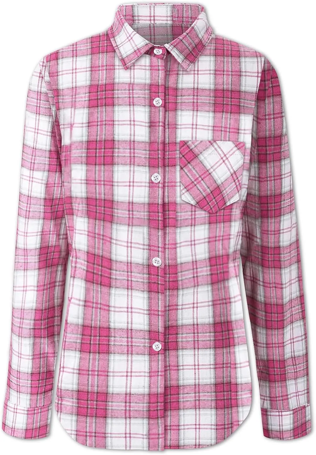 SANGTREE Womens and Girls Long Sleeve Flannel Shirt Casual Button Down Plaid Shirts, 3 Months - Adult 2XL