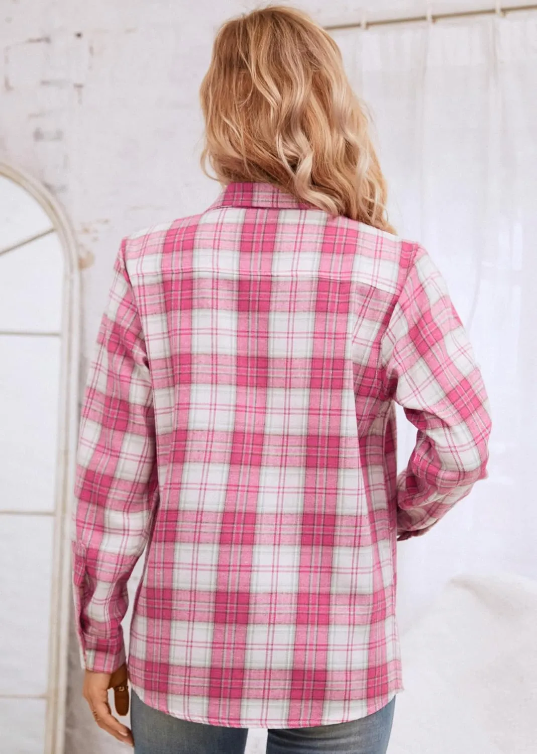 SANGTREE Womens and Girls Long Sleeve Flannel Shirt Casual Button Down Plaid Shirts, 3 Months - Adult 2XL