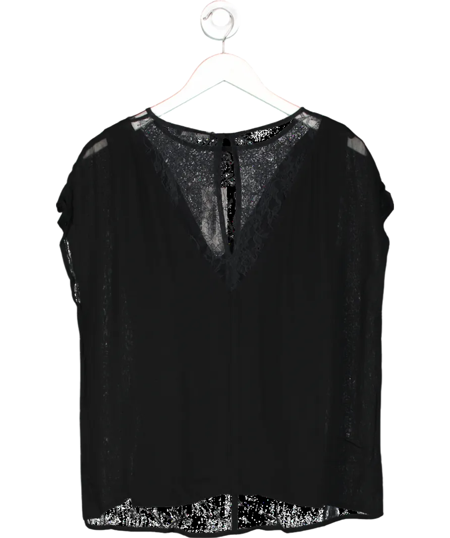 Set Black 100% Silk Lace T-shirt UK 8