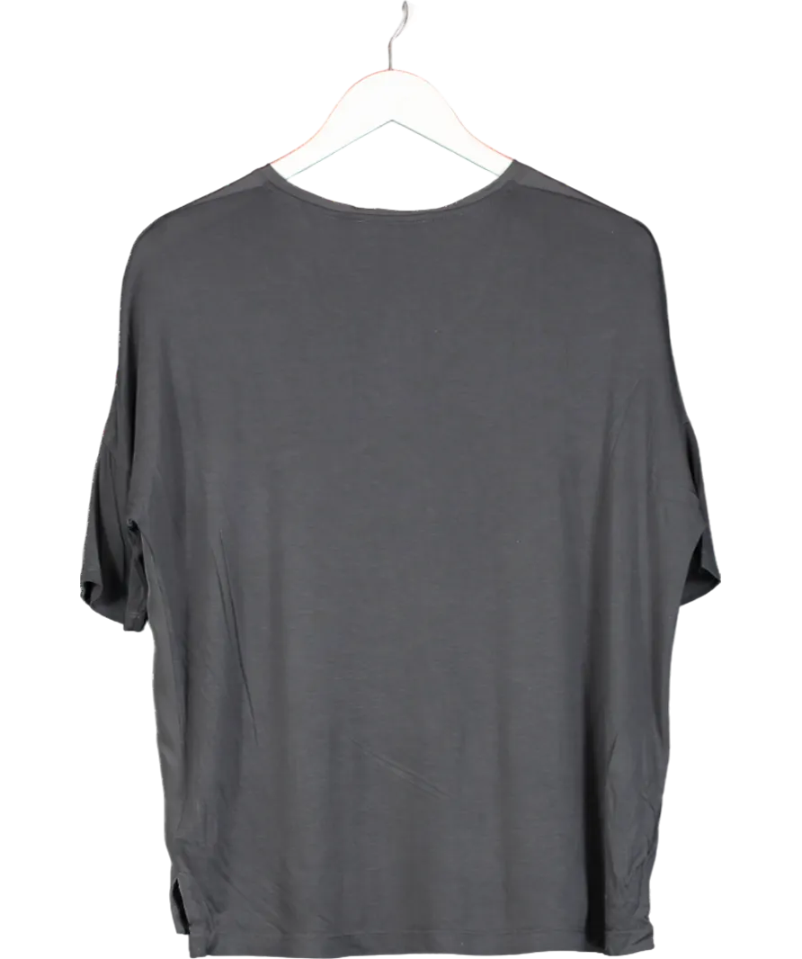 SET Grey Zoey 100% Silk Button T-shirt UK 8