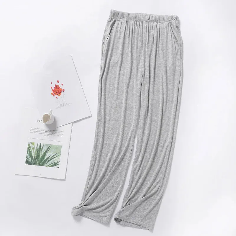 Summer Male Modal Sleeping Pants Solid Sleep Trousers Mens Pajamas Bottoms Soft Sleepwear Pyjama Homewear 2024 Spring Autumn 4XL