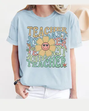Teacher Comfort Colors® T-Shirt, Retro Design Hippie Vintage Cute Women's T-Shirt