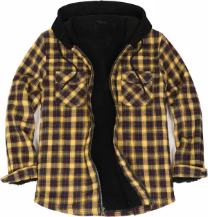 ThCreasa Mens Hooded Flannel Jacket Sherpa Fleece Lined Zip Up Fuzzy Hoodie Shirt Jackets