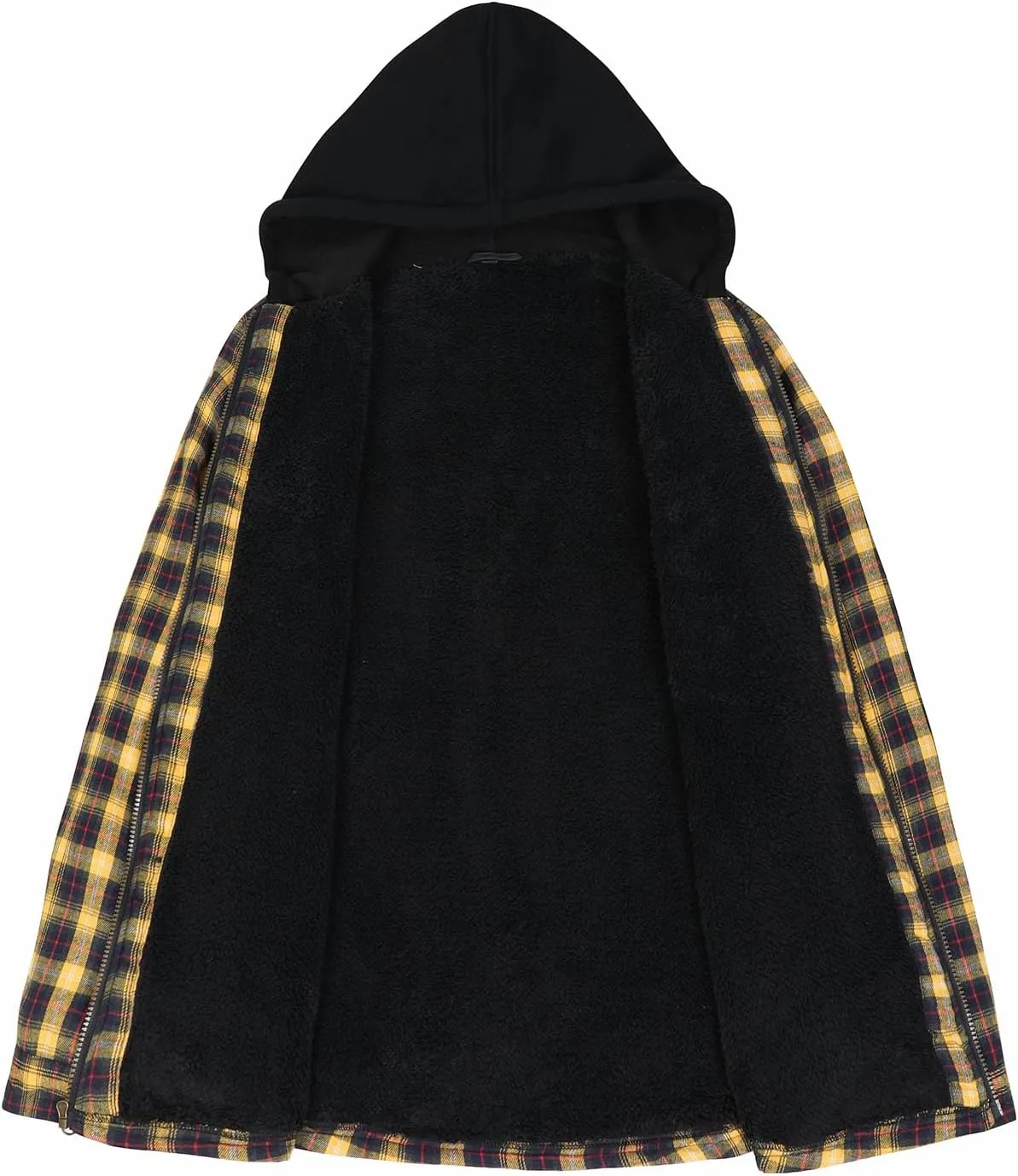 ThCreasa Mens Hooded Flannel Jacket Sherpa Fleece Lined Zip Up Fuzzy Hoodie Shirt Jackets