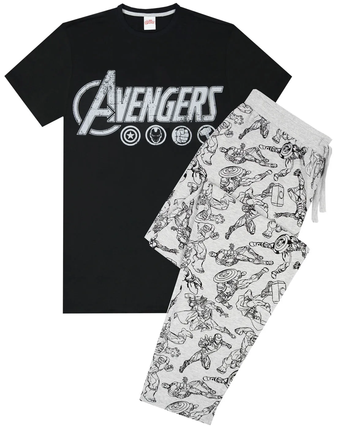 The Avengers Logo Marvel Men's Lounge Pants & T-Shirt Pyjama Set