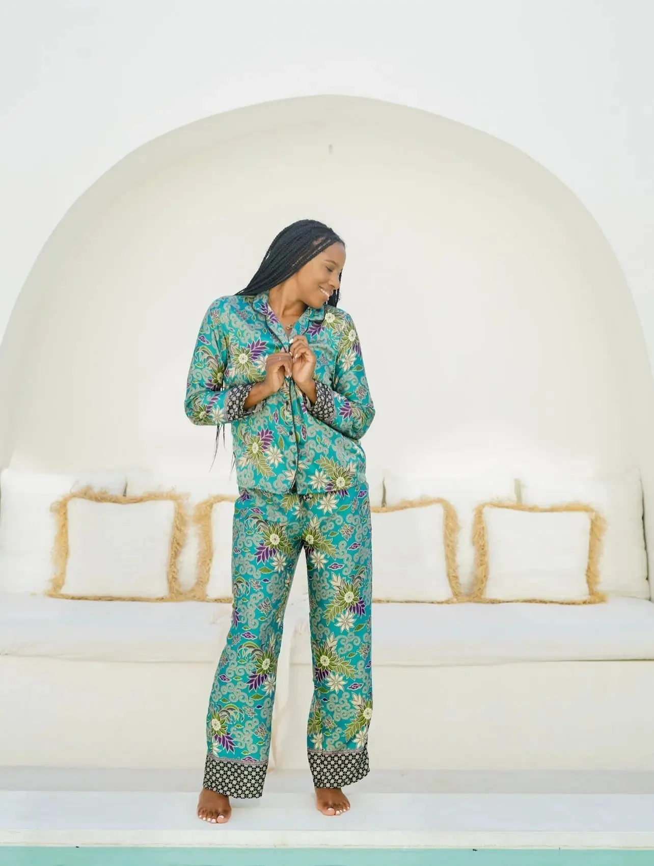 Turquoise Long Pyjama Set