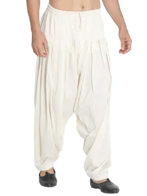 VASTRAMAY Men's Cream Cotton Blend Patiala Pyjama