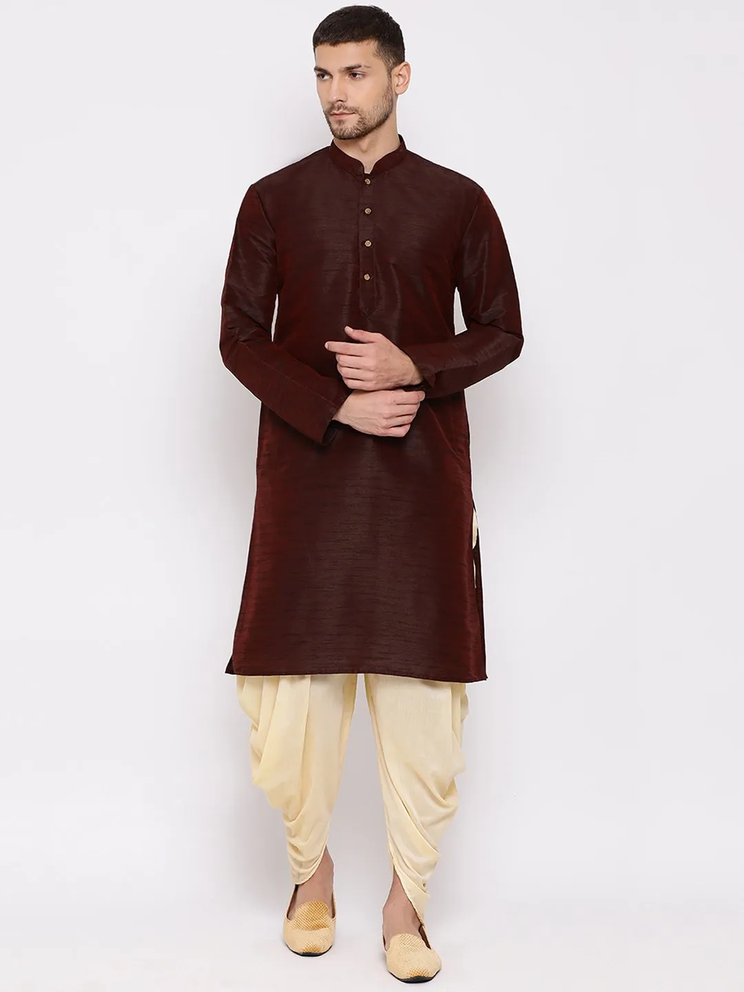VASTRAMAY Men's Cream Solid Dhoti Pant