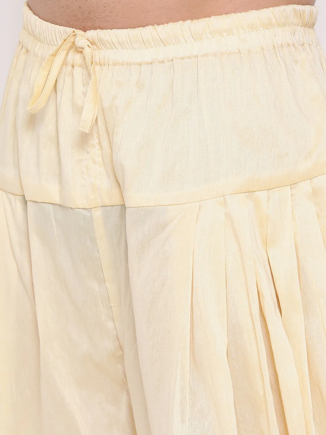 VASTRAMAY Men's Cream Solid Dhoti Pant