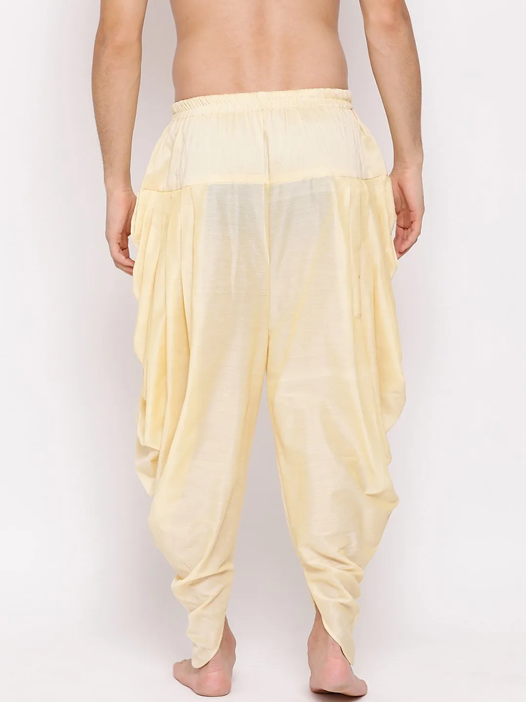 VASTRAMAY Men's Cream Solid Dhoti Pant