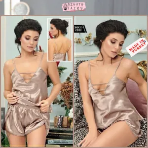 Visatin Silk Cami Set (Brown )