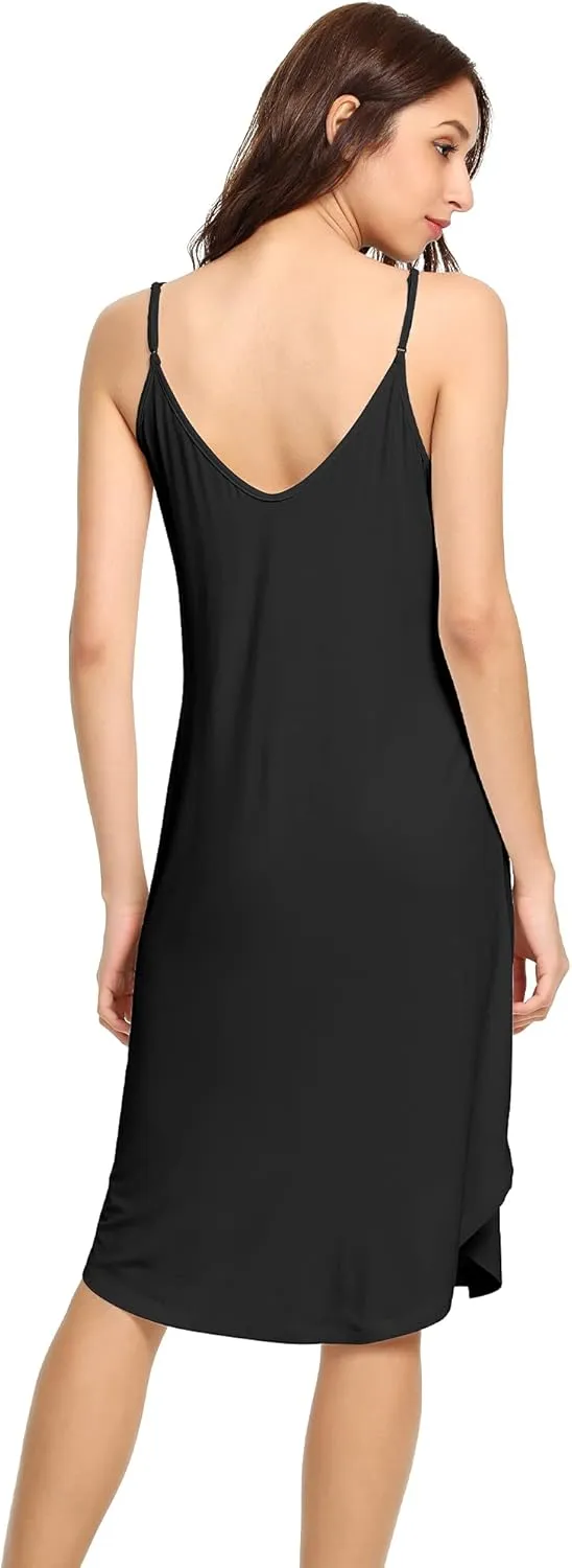 WiWi Slip Dress for Women Plus Size Chemise Nightgown Full Spaghetti Strap Dresses-Viscose made from Bamboo S-4X
