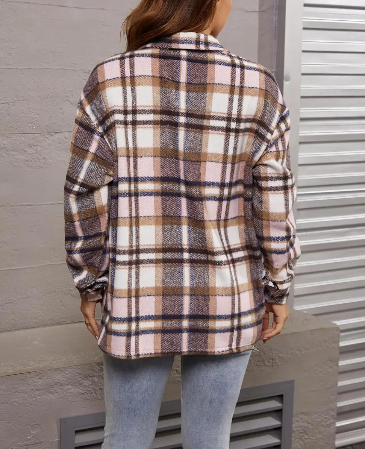 Womens Corduroy Button Down Shirt Long Sleeve Plaid Shackets Loose Business Casual Fashion Blouse Tops