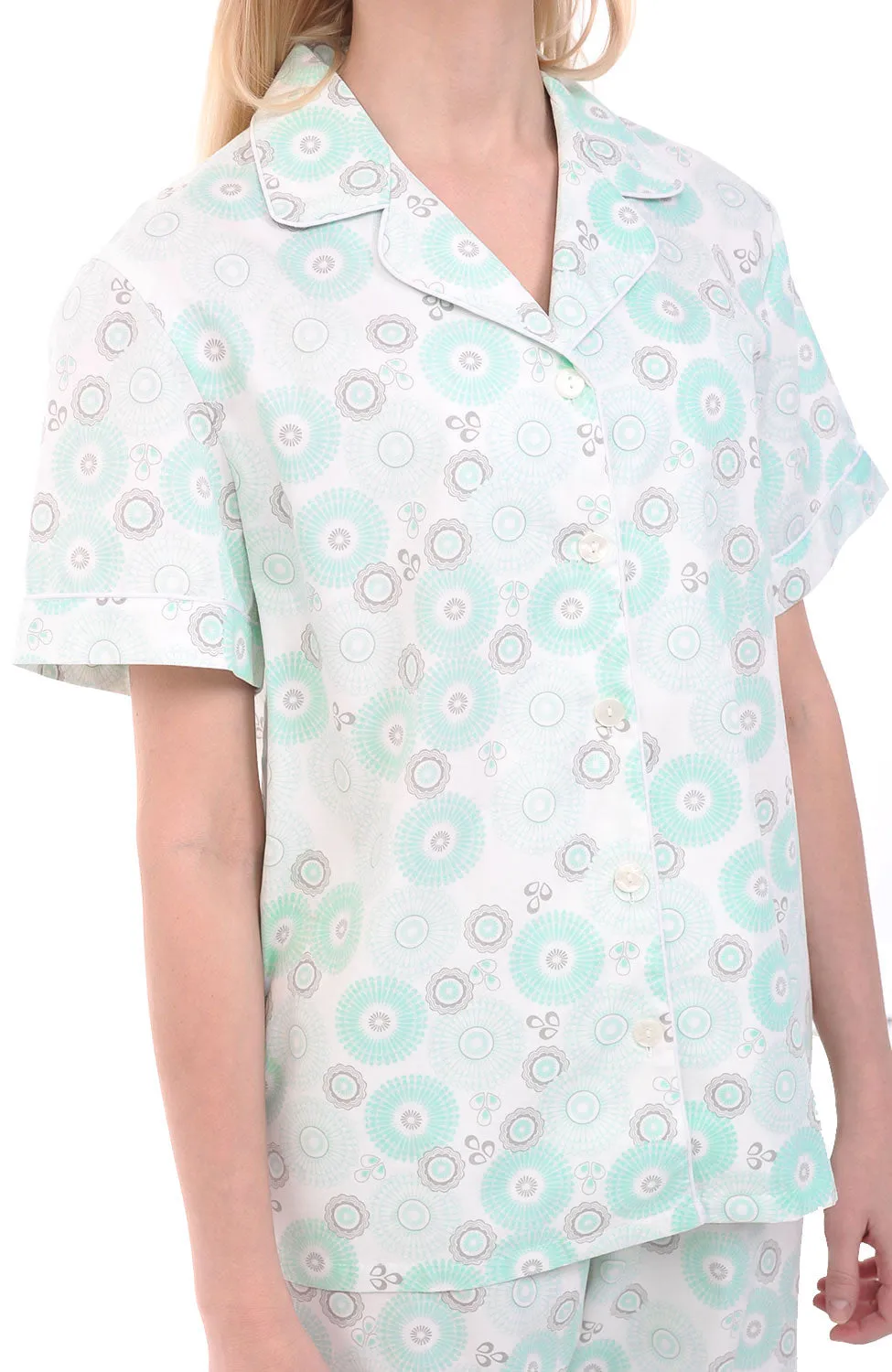 Women's Lightweight Short Sleeve Cotton Pajama Set