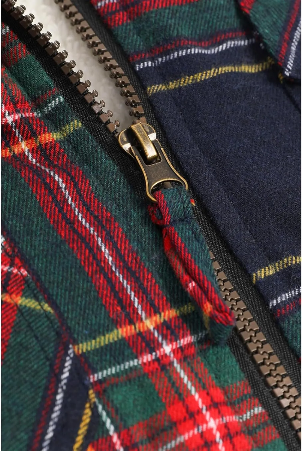 ZENTHACE Girls Sherpa Lined Full Zip Up Plaid Flannel Shirt Fuzzy Hooded Flannel Jacket with Hand Pockets