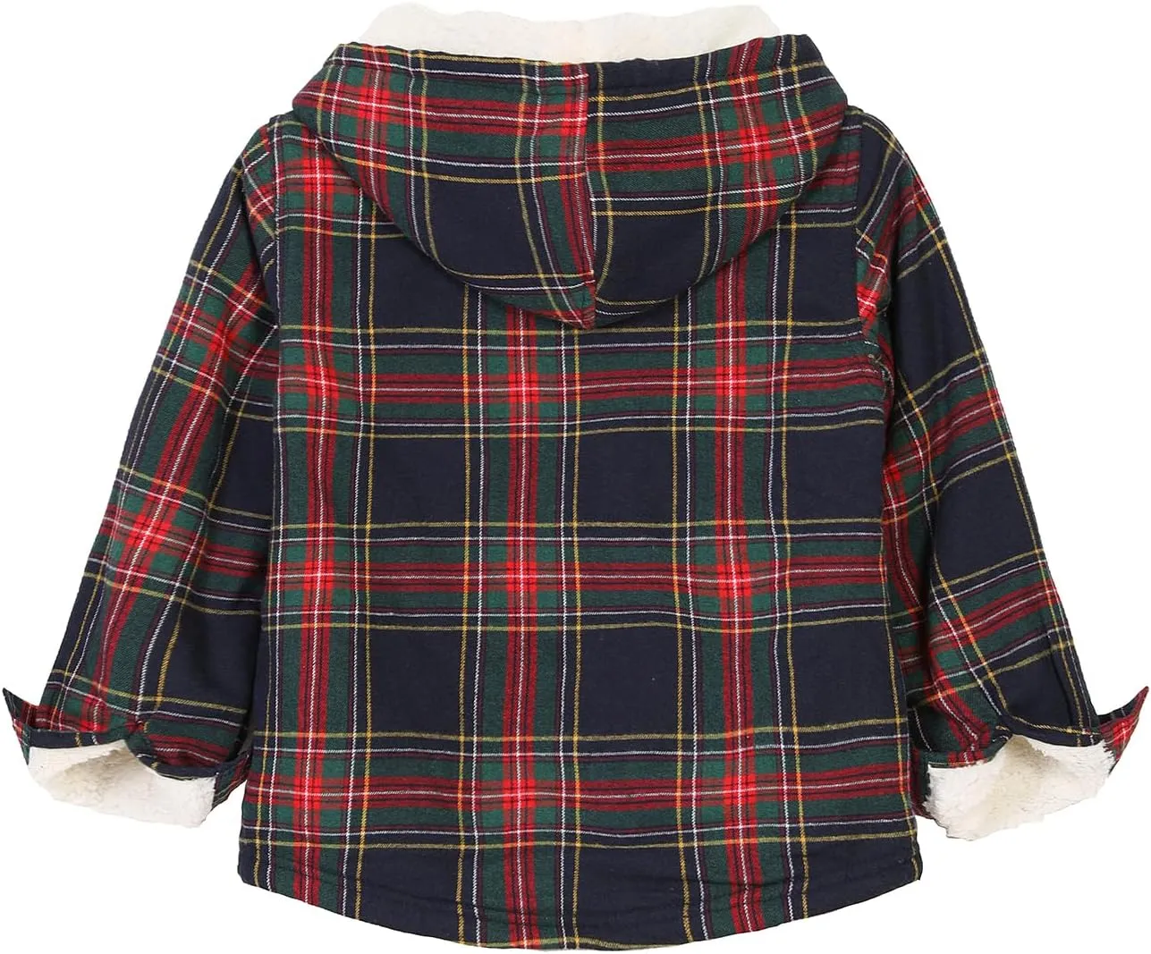 ZENTHACE Girls Sherpa Lined Full Zip Up Plaid Flannel Shirt Fuzzy Hooded Flannel Jacket with Hand Pockets